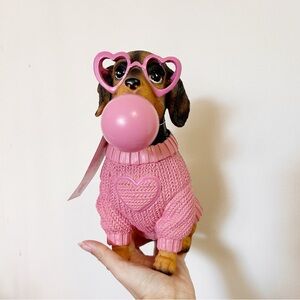 Bella Lux Valentine's Dachshund Blowing Pink Bubble VIRAL NWT